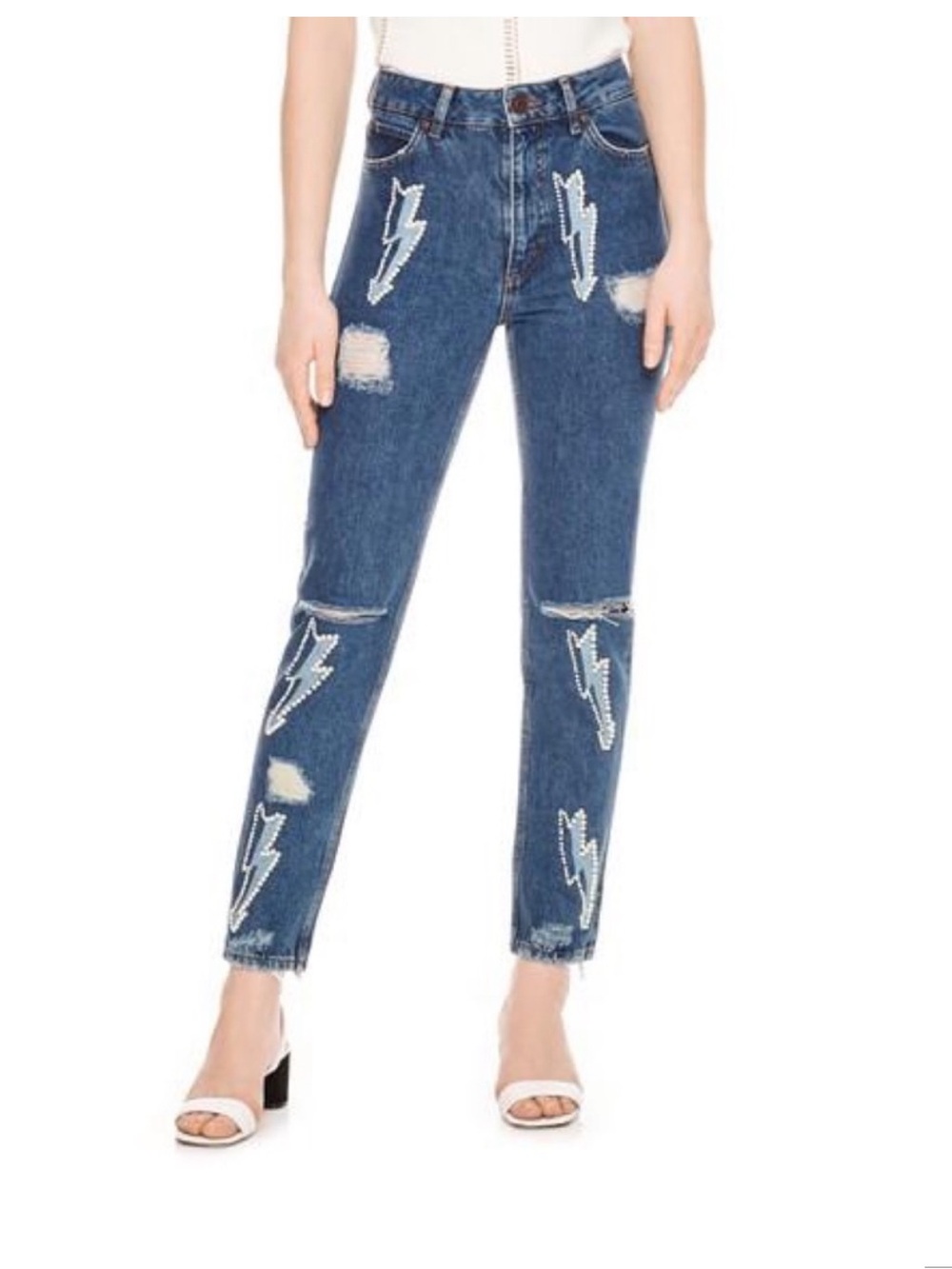 Sandro Paris Pearl Embellished Lightning Bolt Rebecca Jean Size 38